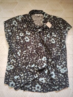 Corey Lynn Calter Floral Leopard Print Maxi Dress in Black and Mint Small‎